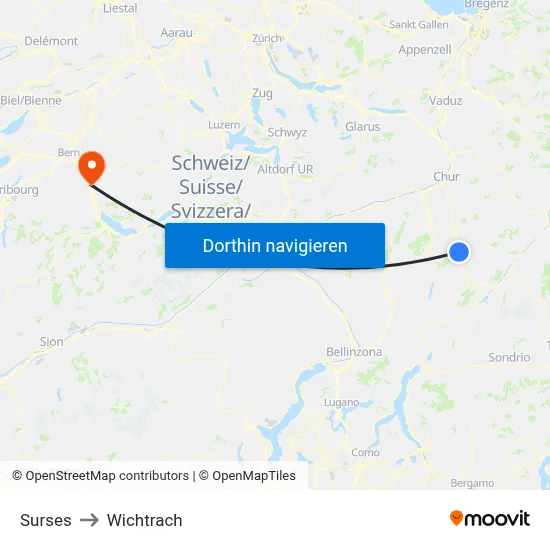 Surses to Wichtrach map