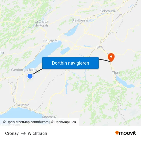 Cronay to Wichtrach map