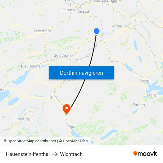 Hauenstein-Ifenthal to Wichtrach map
