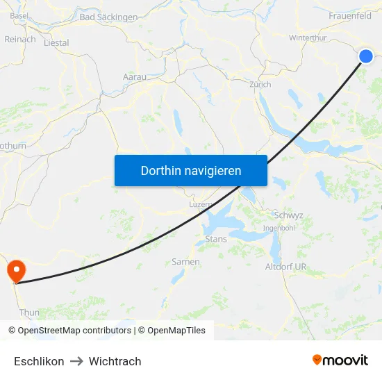 Eschlikon to Wichtrach map