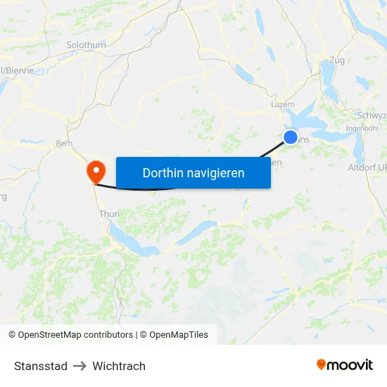 Stansstad to Wichtrach map