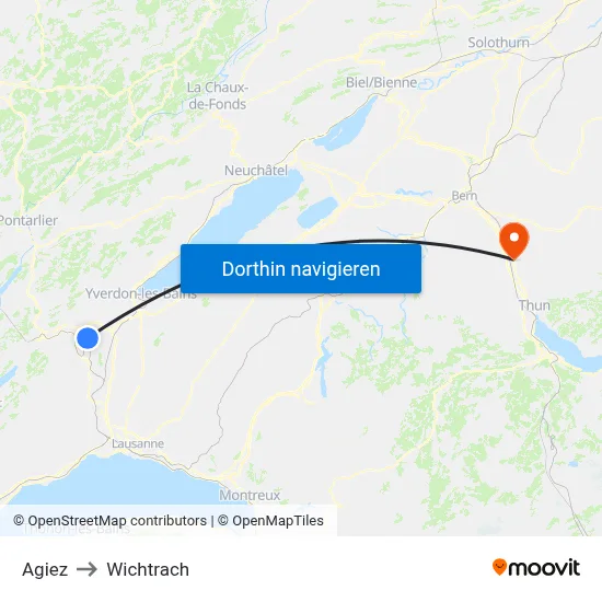Agiez to Wichtrach map