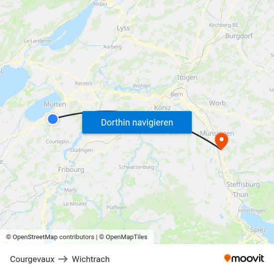 Courgevaux to Wichtrach map