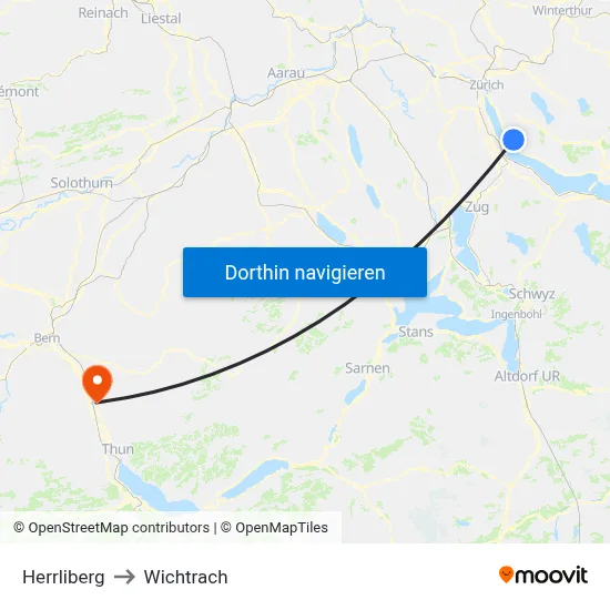 Herrliberg to Wichtrach map