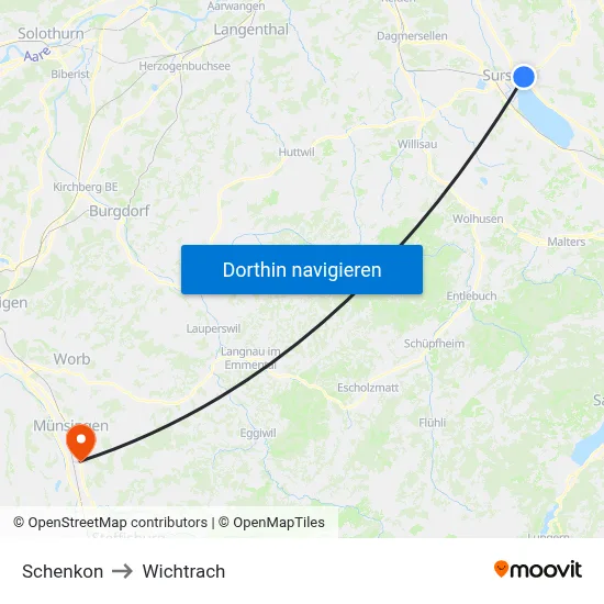 Schenkon to Wichtrach map