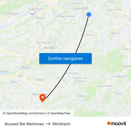 Busswil Bei Melchnau to Wichtrach map