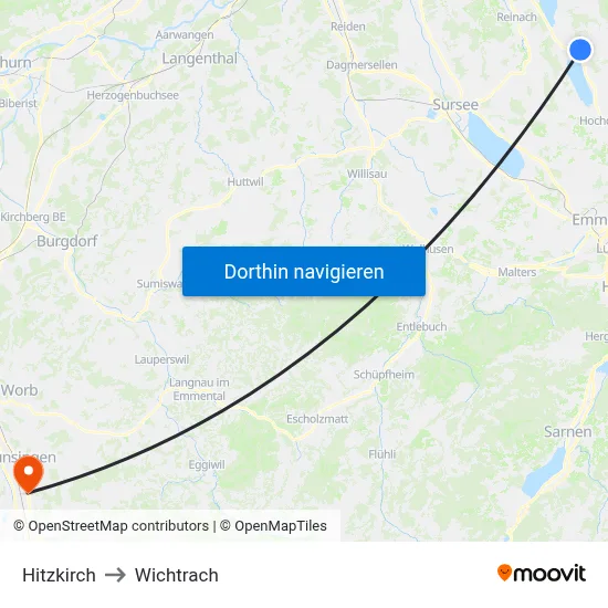 Hitzkirch to Wichtrach map