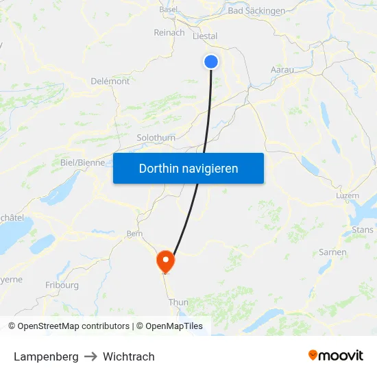 Lampenberg to Wichtrach map