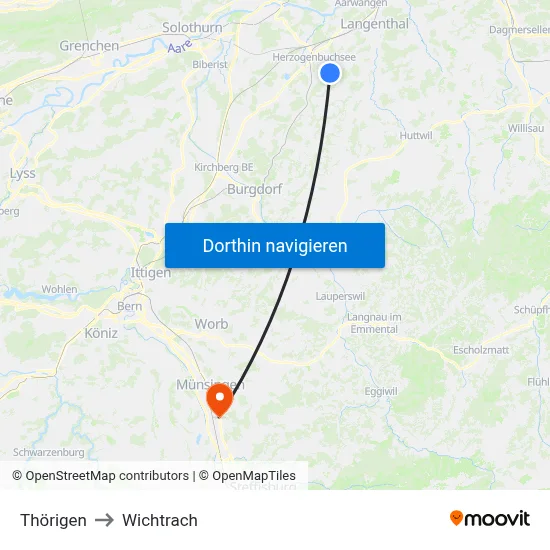 Thörigen to Wichtrach map