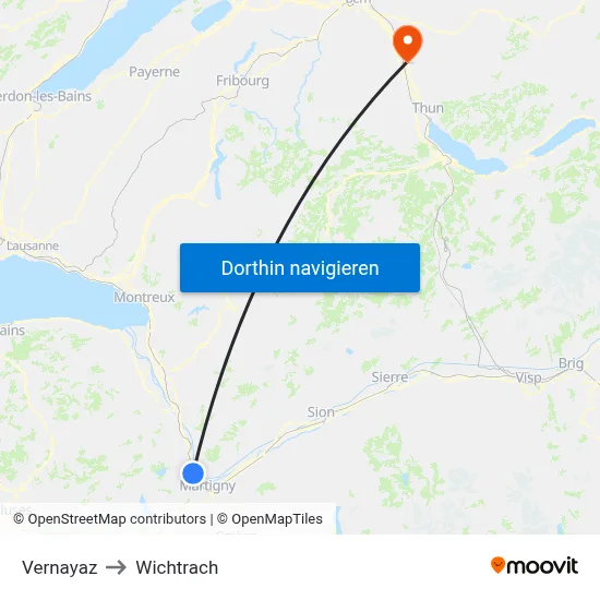 Vernayaz to Wichtrach map