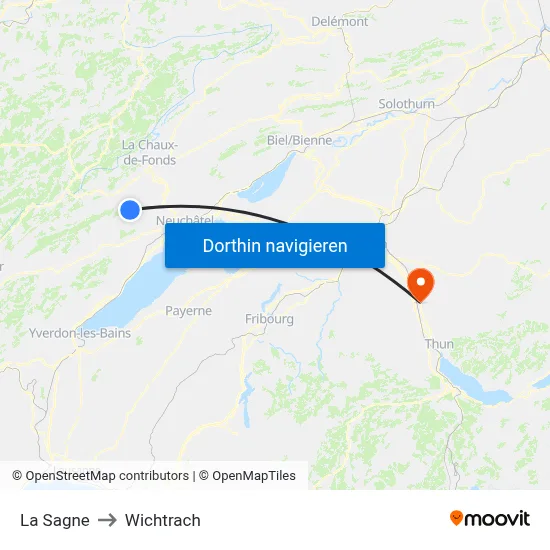 La Sagne to Wichtrach map