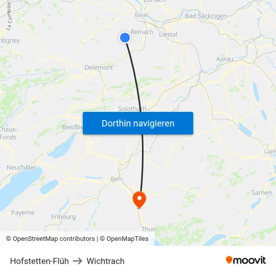 Hofstetten-Flüh to Wichtrach map