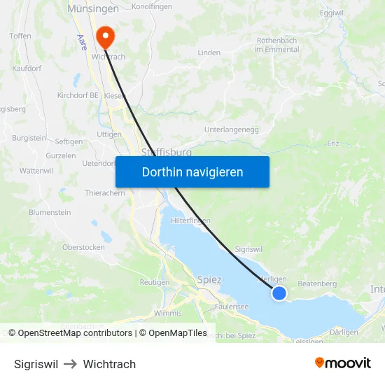 Sigriswil to Wichtrach map