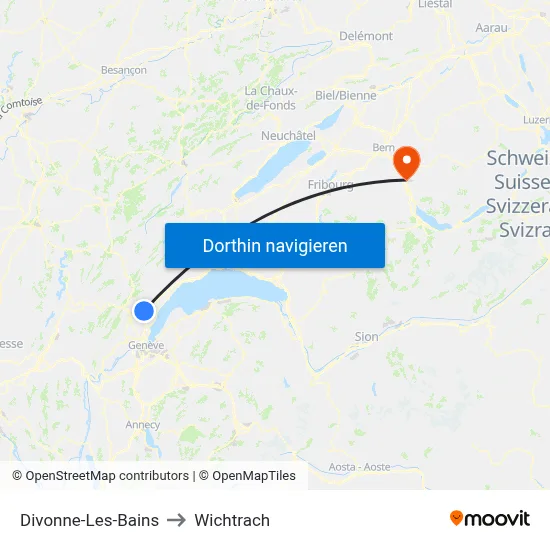 Divonne-Les-Bains to Wichtrach map