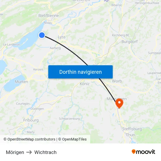Mörigen to Wichtrach map