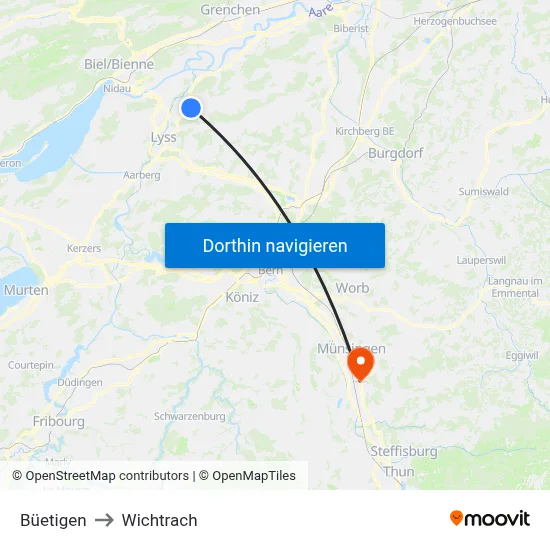 Büetigen to Wichtrach map