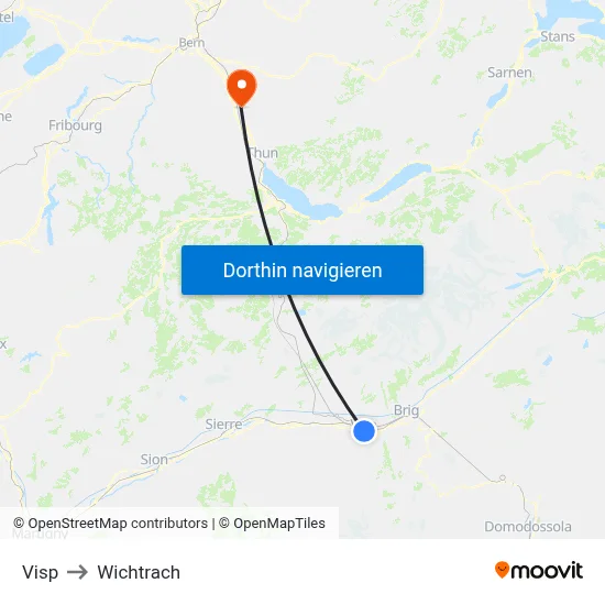 Visp to Wichtrach map