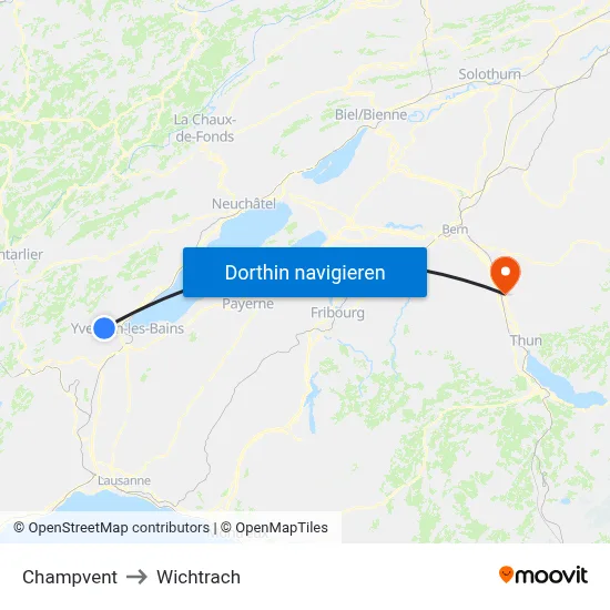 Champvent to Wichtrach map
