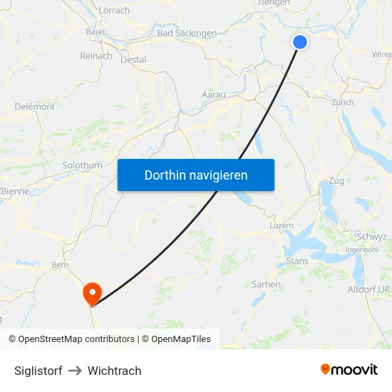 Siglistorf to Wichtrach map