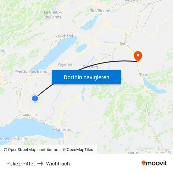 Poliez-Pittet to Wichtrach map