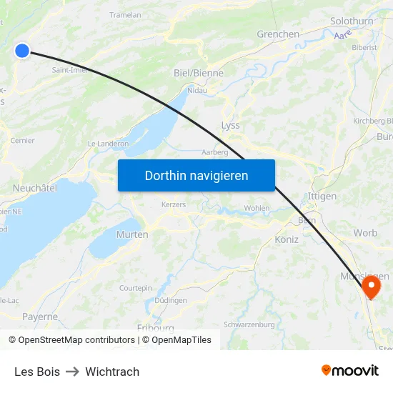 Les Bois to Wichtrach map