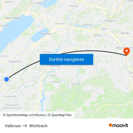 Valbroye to Wichtrach map