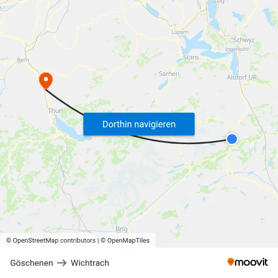 Göschenen to Wichtrach map