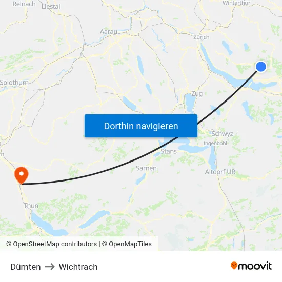 Dürnten to Wichtrach map