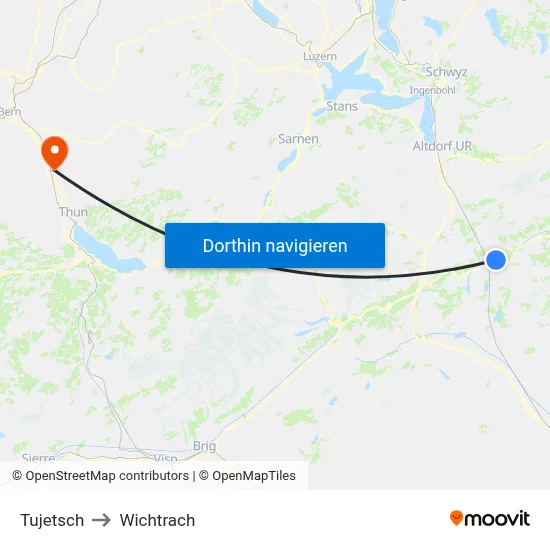 Tujetsch to Wichtrach map