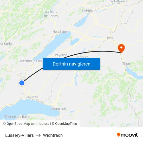 Lussery-Villars to Wichtrach map
