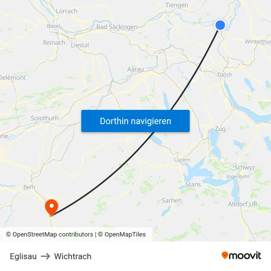 Eglisau to Wichtrach map