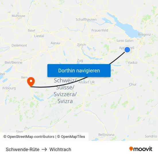 Schwende-Rüte to Wichtrach map