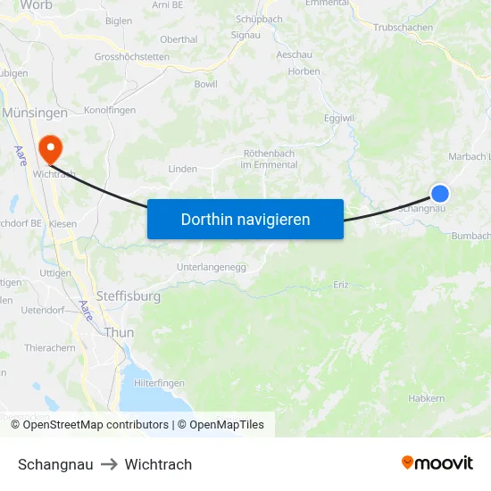 Schangnau to Wichtrach map