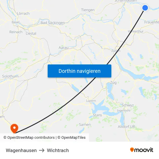 Wagenhausen to Wichtrach map