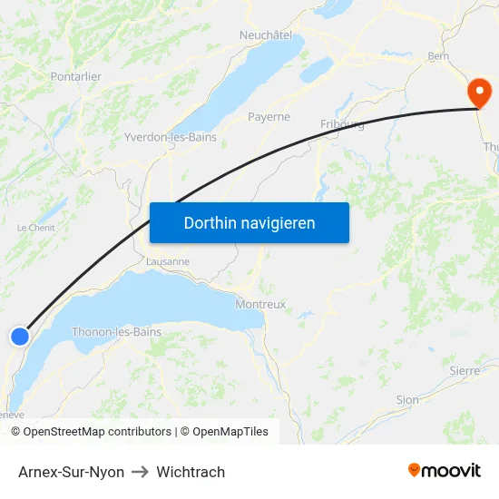 Arnex-Sur-Nyon to Wichtrach map