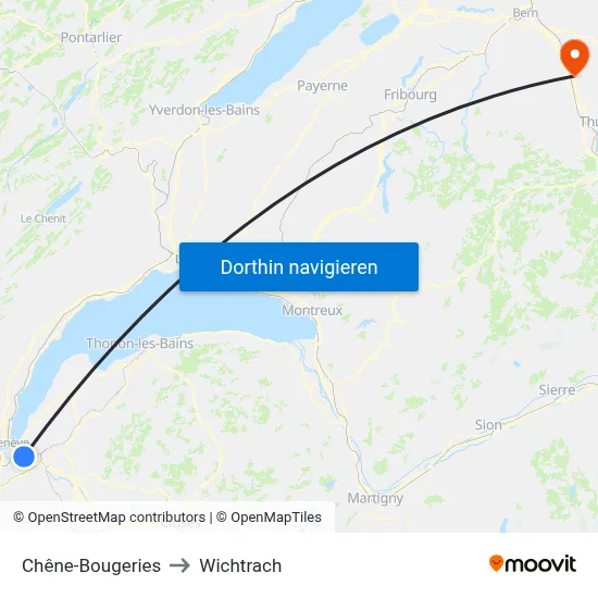 Chêne-Bougeries to Wichtrach map