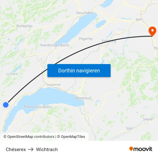 Chéserex to Wichtrach map