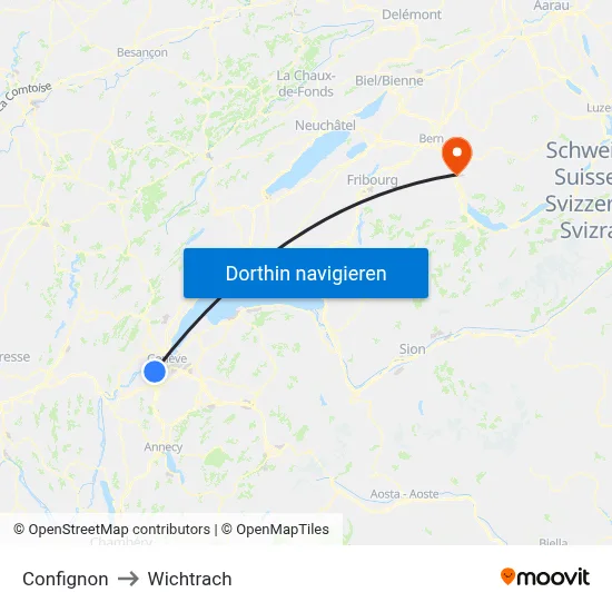 Confignon to Wichtrach map