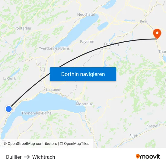 Duillier to Wichtrach map