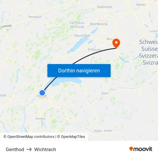 Genthod to Wichtrach map