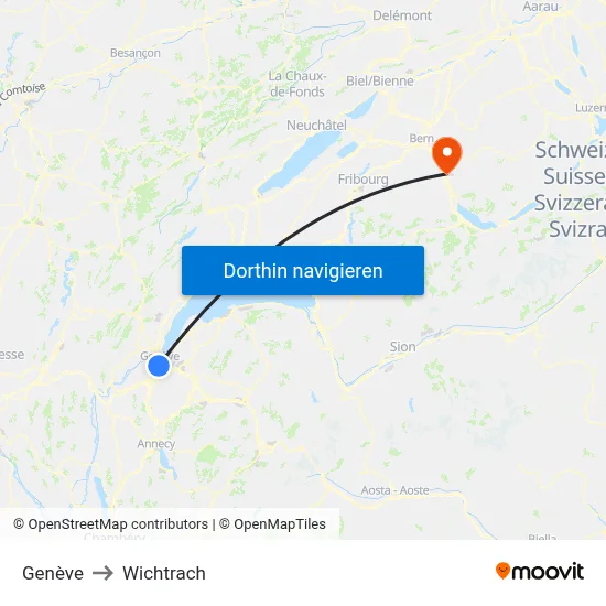 Genève to Wichtrach map
