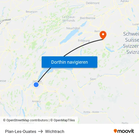 Plan-Les-Ouates to Wichtrach map