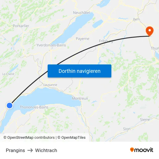 Prangins to Wichtrach map
