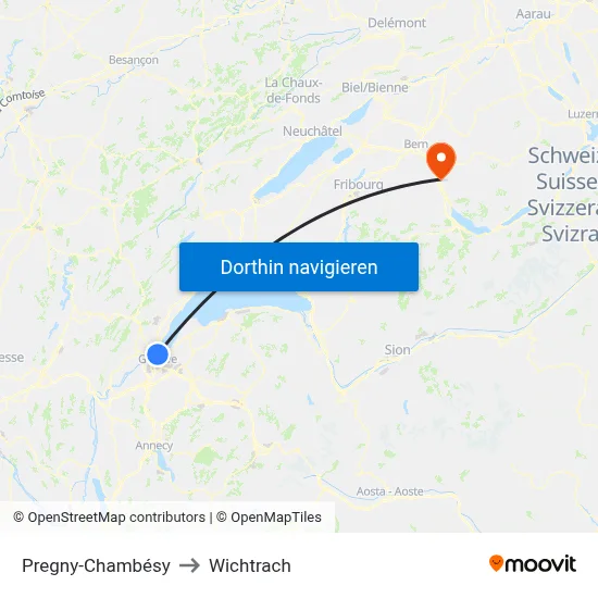 Pregny-Chambésy to Wichtrach map