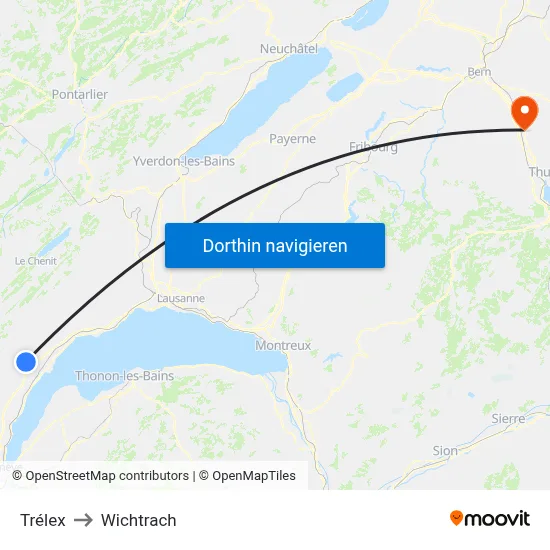 Trélex to Wichtrach map