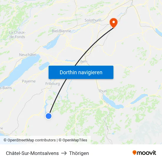 Châtel-Sur-Montsalvens to Thörigen map