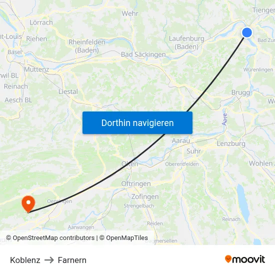 Koblenz to Farnern map