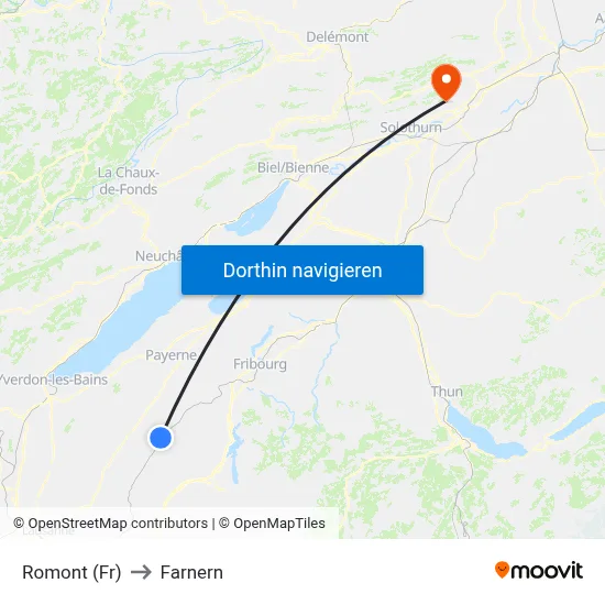 Romont (Fr) to Farnern map