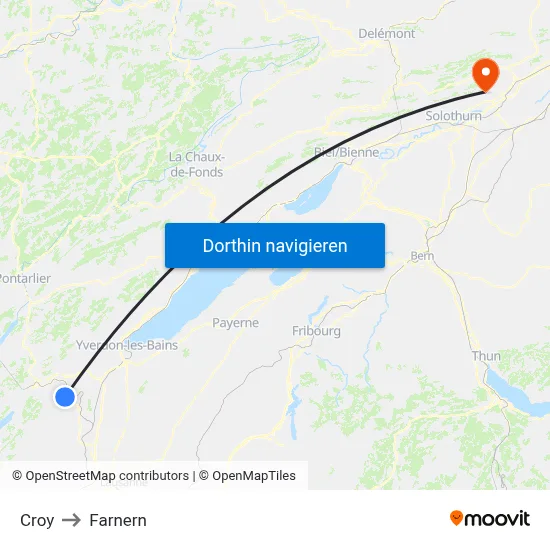 Croy to Farnern map