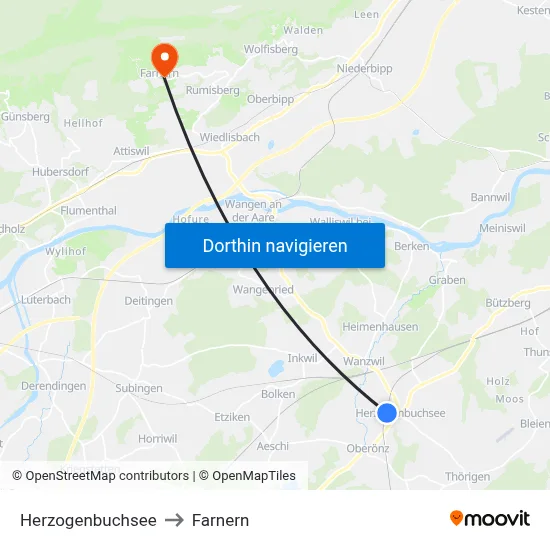 Herzogenbuchsee to Farnern map